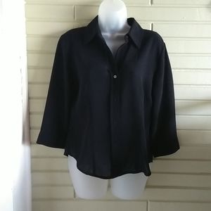 Black sheer button-down